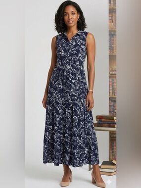 New NY Collection Women’s white floral sleeveless, button-down maxi dress
